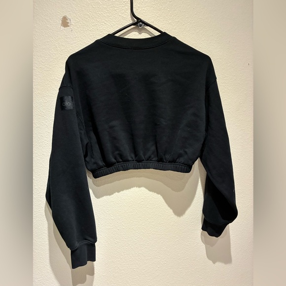 ALO Yoga Women’s Black Devotion Crewneck Pullover Cropped Size S Athleisure - Picture 5 of 5